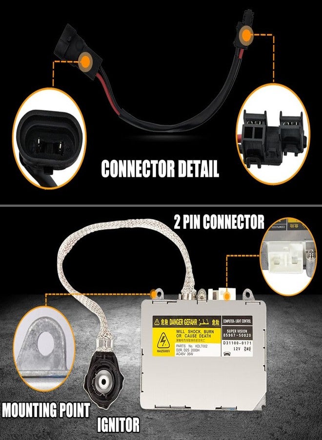 RANSOTO KDLT002 Xenon HID Headlight Ballast Compatible with Lexus IS300 ES300 ES330 LS430 SC430 RX300 RX330 RX350 Toyota Avalon Sienna Prius Celica Mazda 6 RX-8 with D2S Bulb - Image 3